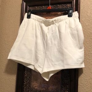 NWT PINK Victoria’s Secret Fold-over Short. Medium. Cream/ivory color. Fleece.